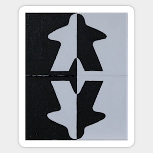 Black and White Mirror Meeps Sticker